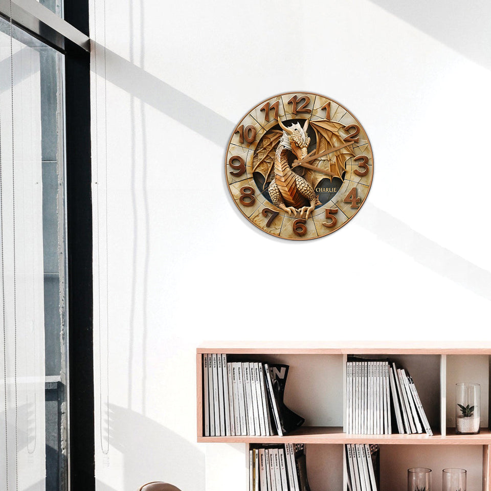 Golden Dragon - Personalized Dragon Wall Clock