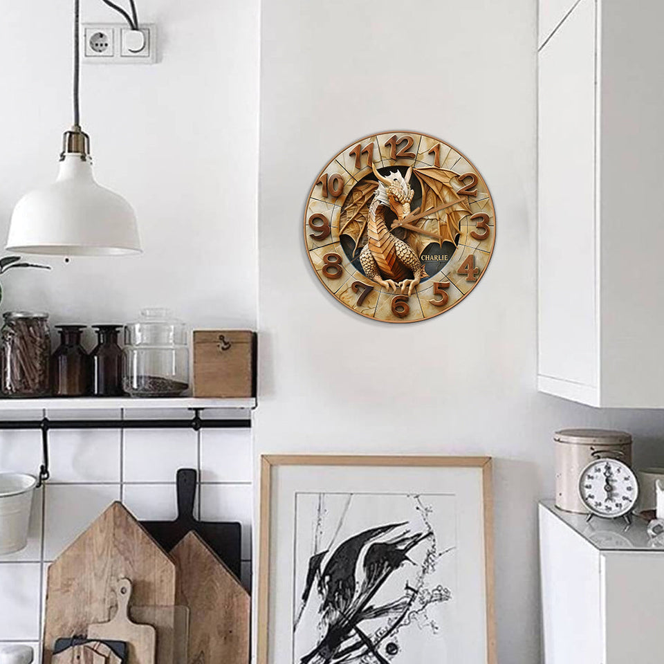 Golden Dragon - Personalized Dragon Wall Clock