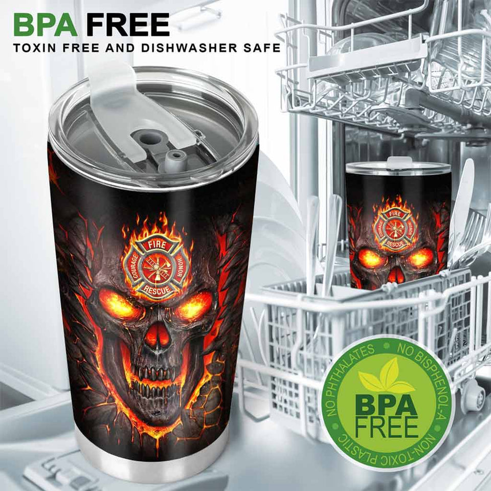 Firefighter Skull Flag - Personalized Tumbler