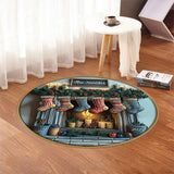 Merry Christmas - Personalized Family Round Rug