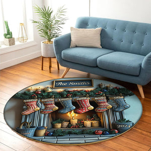 Merry Christmas - Personalized Family Round Rug