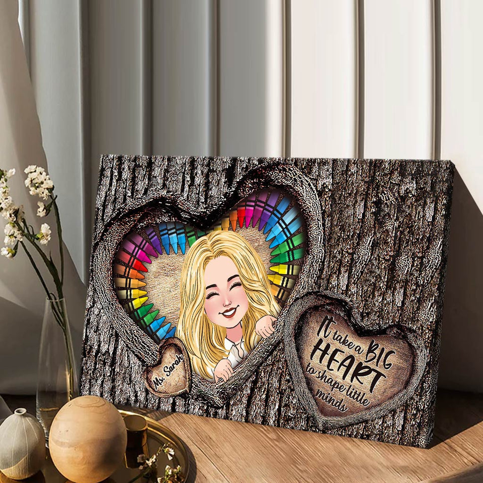 It Takes A Big Heart - Personalized Teacher Canvas And Poster