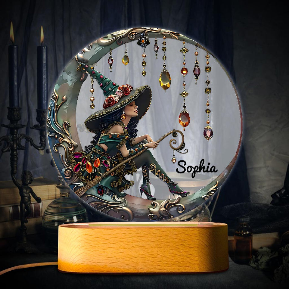 Beautiful Witch - Personalized Witch Shaped Plaque Light Base