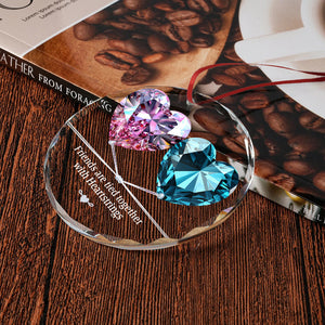 Friends Are Tied Together with Heartstrings - Personalized Bestie Round Shaped Glass Ornament