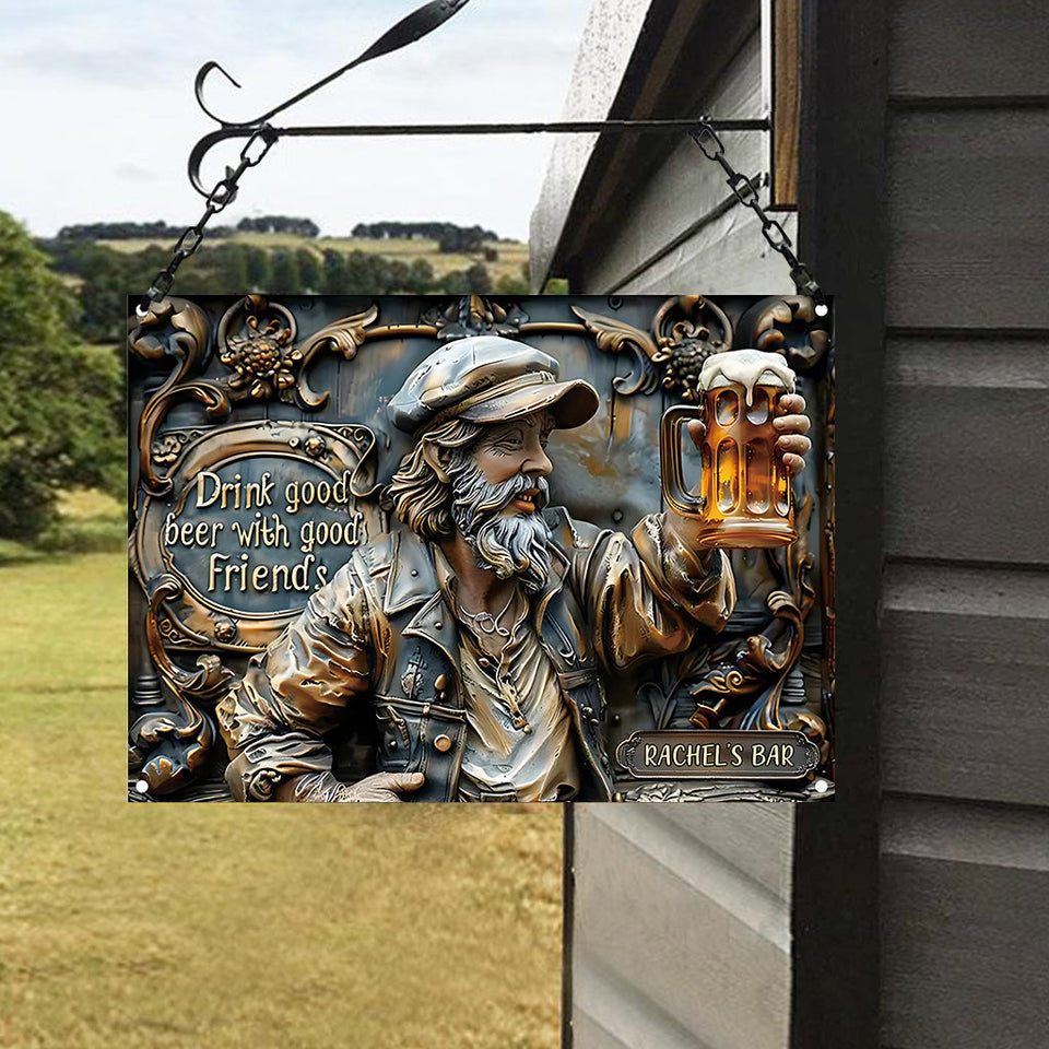 Good Friends Good Beer - Personalized Beer Rectangle Metal Sign