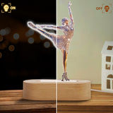 Sparkling Ice Skater - Personalized Ice Skating Shaped Plaque Light Base