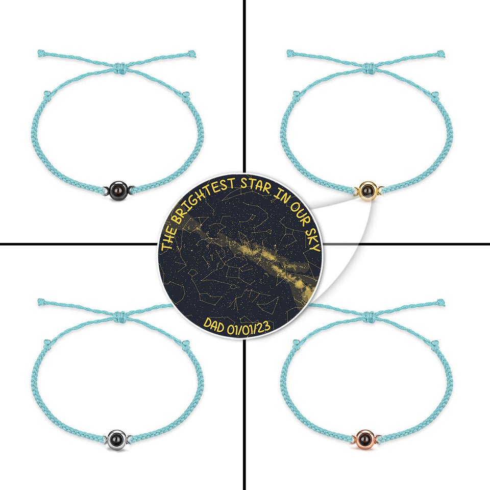 Carte du ciel personnalisée « L'étoile la plus brillante de notre ciel » - Cadeau commémoratif pour la perte d'un chien ou d'un chat - Bracelet de projection personnalisé