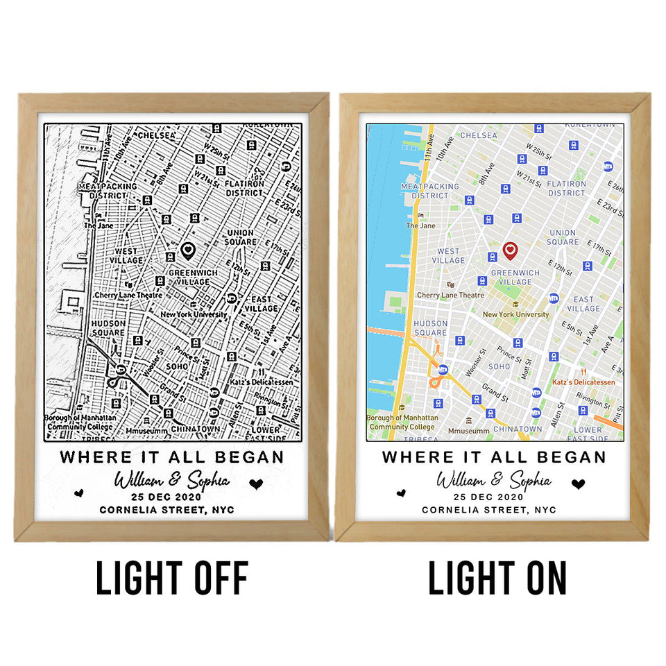 Where It All Began - Personalized Couple Light Photo Frame