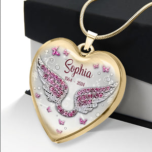 Tes ailes étaient prêtes, mais mon cœur ne l'était pas - Collier pendentif cœur commémoratif personnalisé