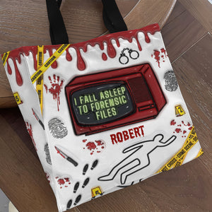 I Fall Asleep For Forensic Files - Personalized All-Over Print Canvas Tote Bag