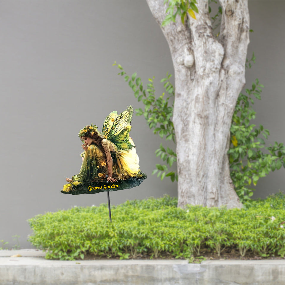 Garden's Green Fairy - Personalized Gardening Metal Garden Art