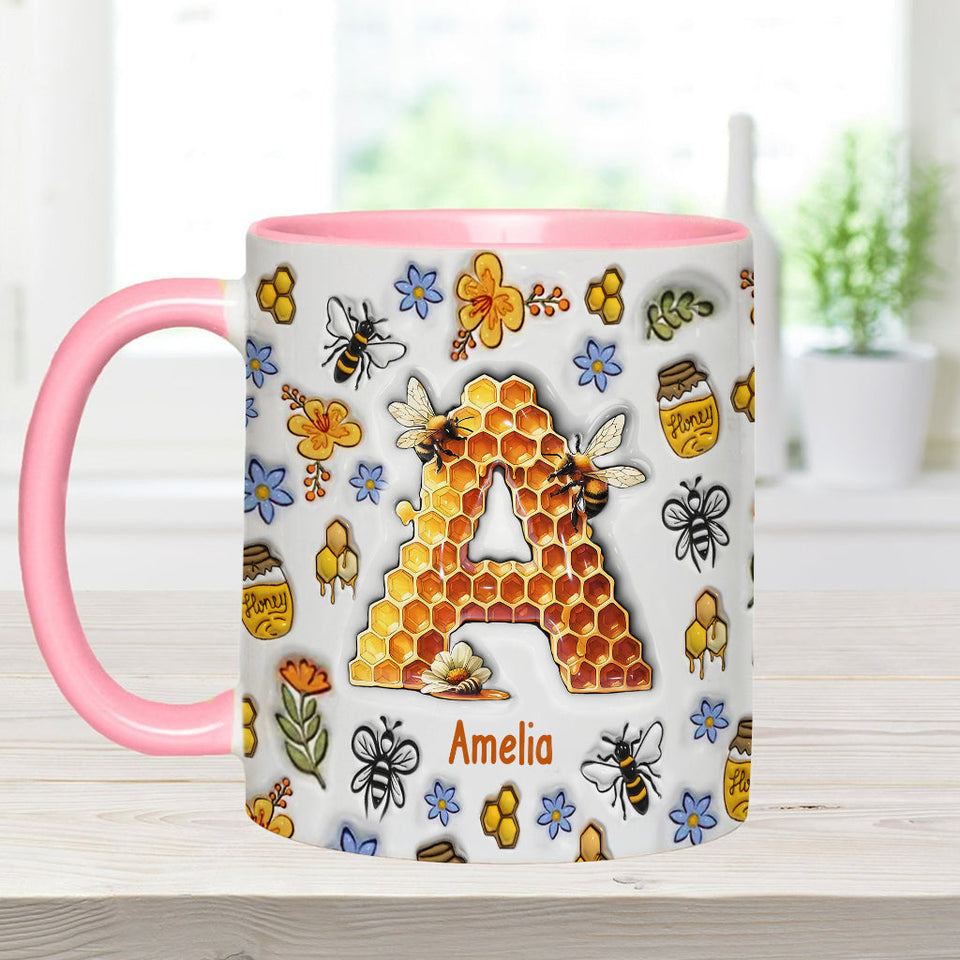 Stunning Bee Letter - Personalized Gardening Accent Mug