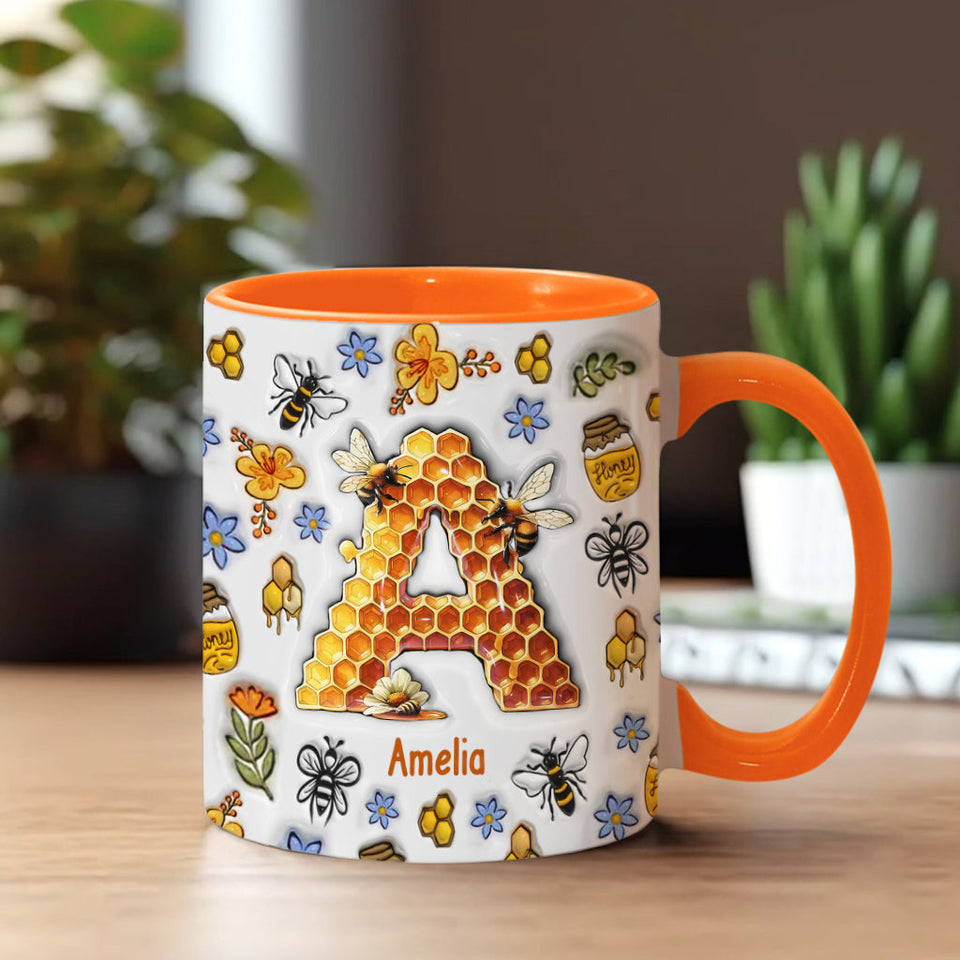 Stunning Bee Letter - Personalized Gardening Accent Mug