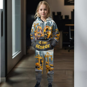 Construction Vehicle Alphabet Letters - Personalized Kid Kid Hoodie & Kid Jogger Sweatpants