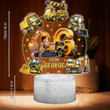 Construction Vehicle Alphabet - Personalized Kid Shaped Plaque Light Base