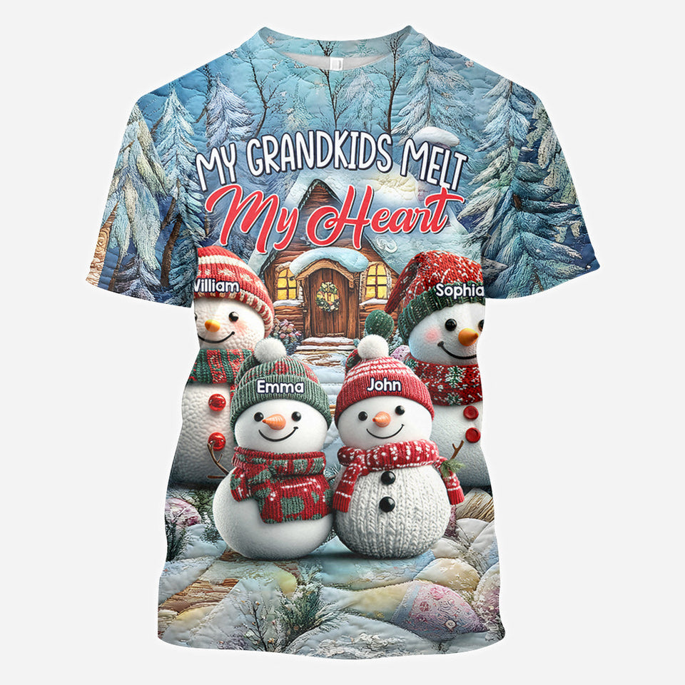 My Grandkids Melt My Heart - Personalized Grandma All Over Shirt