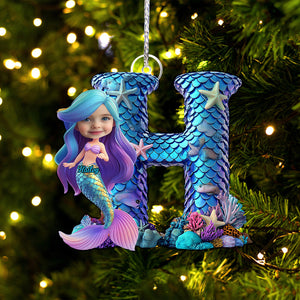Mermaid Alphabet Letters - Personalized Kid Custom Shaped Ornament