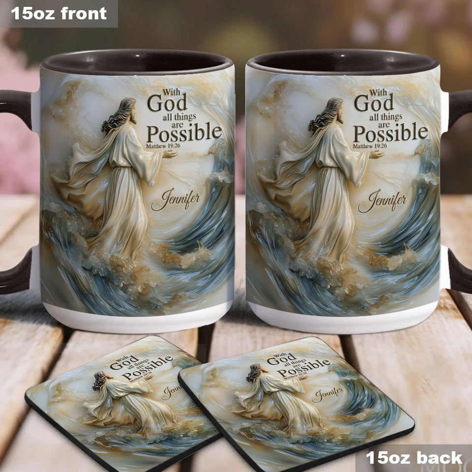 With God All Things Is Posible - Personalized Christian Accent Mug