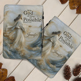 Avec Dieu, tout est possible - Étui de Bible en cuir personnalisé pour chrétien