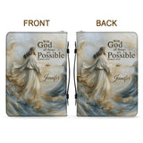 Avec Dieu, tout est possible - Étui de Bible en cuir personnalisé pour chrétien