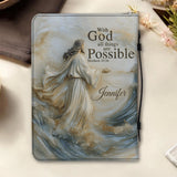 Avec Dieu, tout est possible - Étui de Bible en cuir personnalisé pour chrétien
