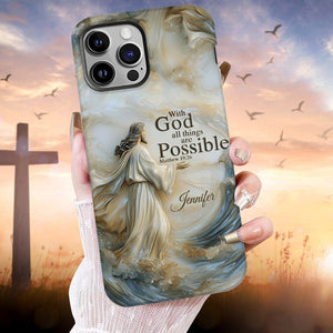 Avec Dieu - Coque de téléphone personnalisée avec impression chrétienne intégrale