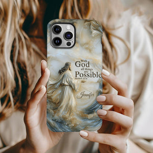 Avec Dieu - Coque de téléphone personnalisée avec impression chrétienne intégrale