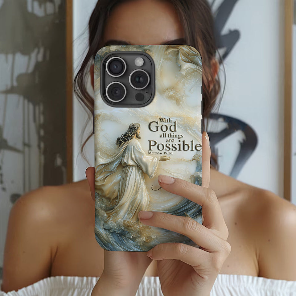 Avec Dieu - Coque de téléphone personnalisée avec impression chrétienne intégrale
