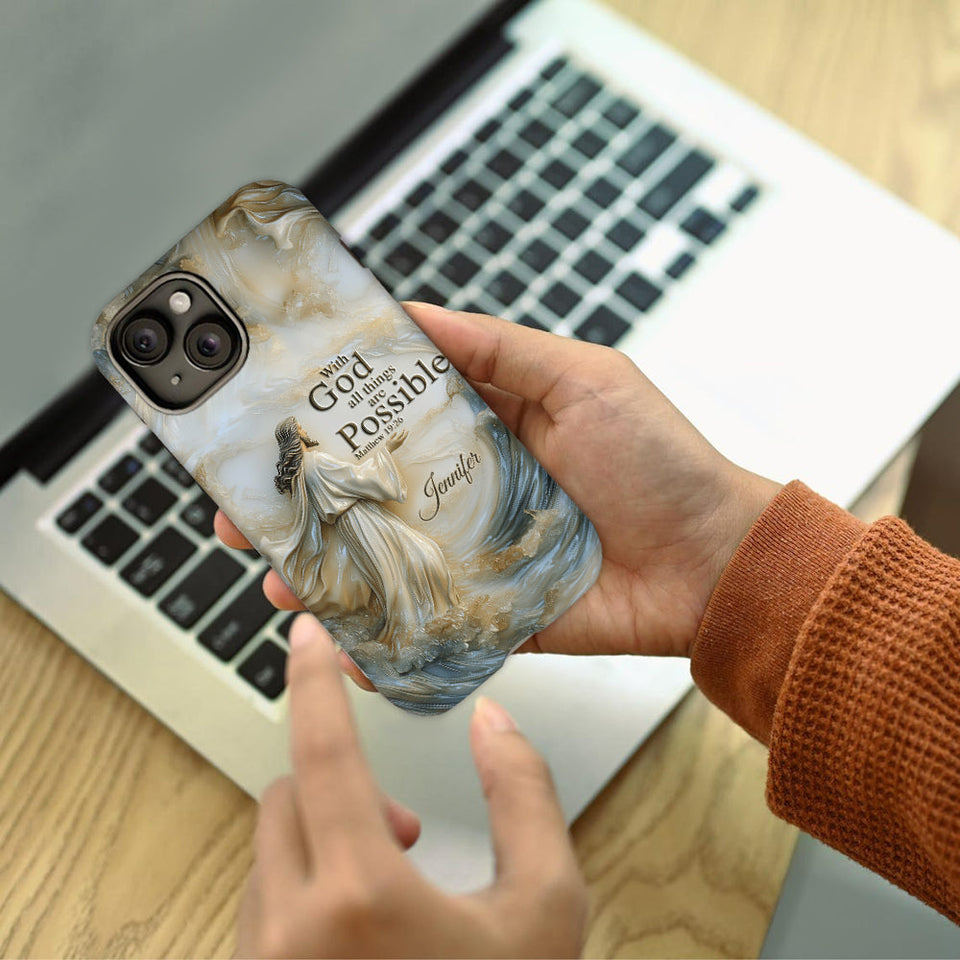 Avec Dieu - Coque de téléphone personnalisée avec impression chrétienne intégrale