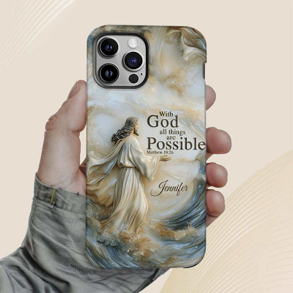 Avec Dieu - Coque de téléphone personnalisée avec impression chrétienne intégrale