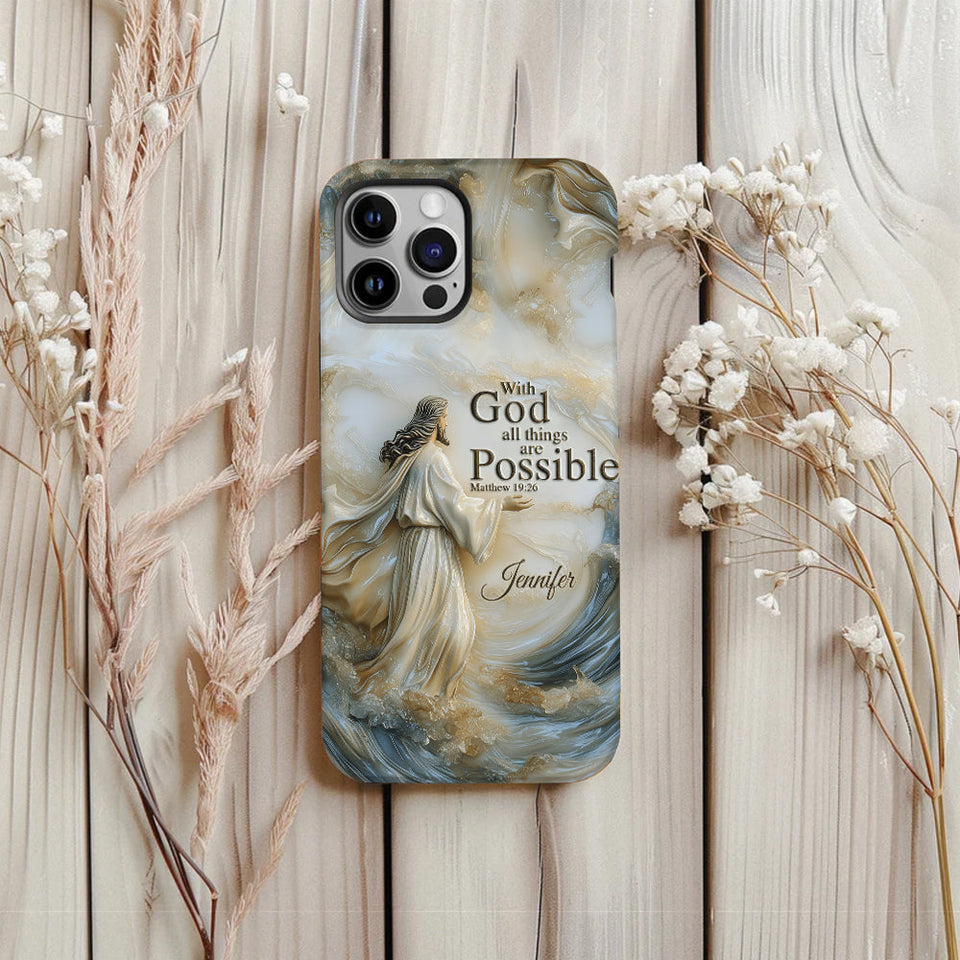Avec Dieu - Coque de téléphone personnalisée avec impression chrétienne intégrale