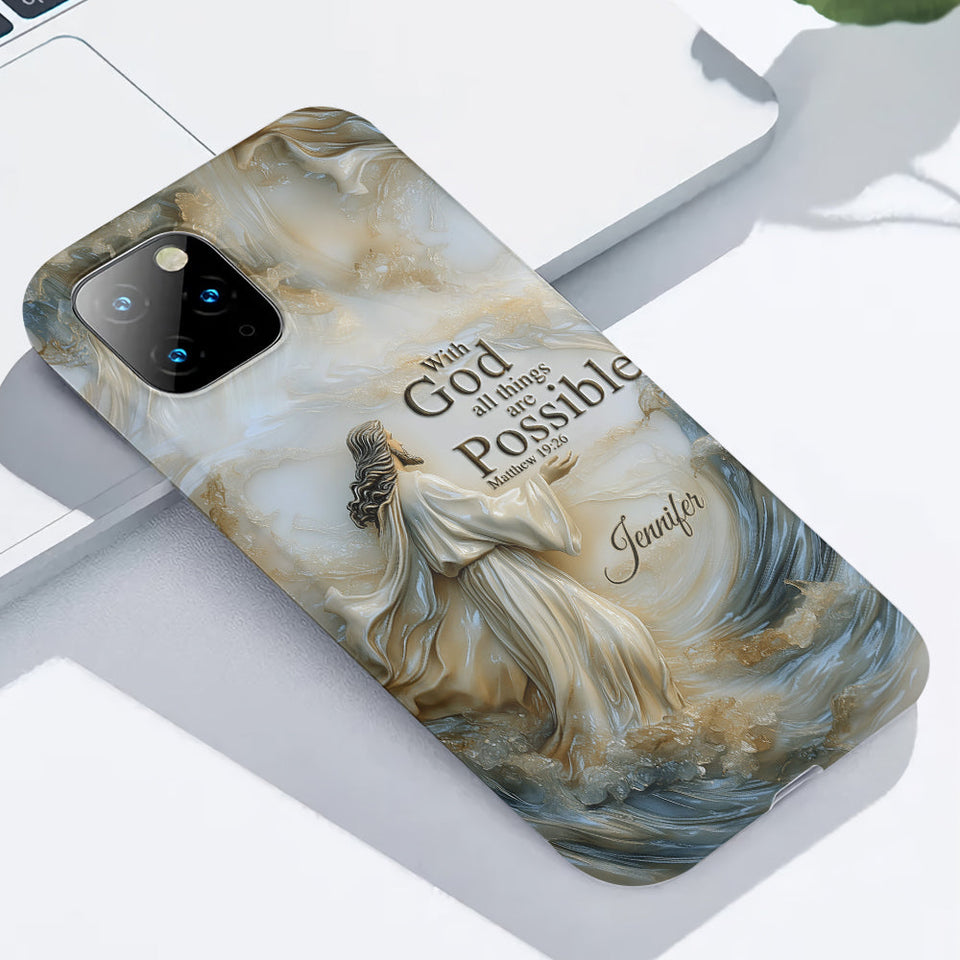 Avec Dieu - Coque de téléphone personnalisée avec impression chrétienne intégrale