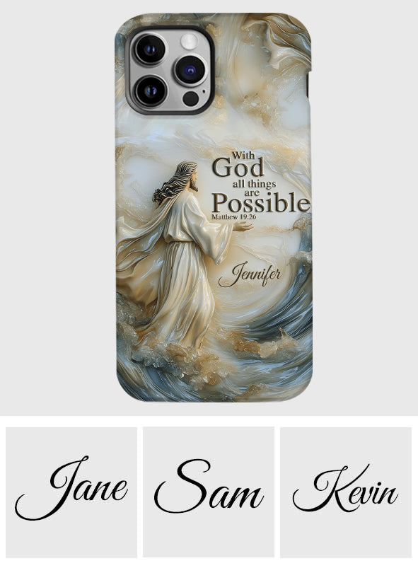 Avec Dieu - Coque de téléphone personnalisée avec impression chrétienne intégrale