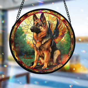 Forever In My Heart - Personalized German Shepherd Dog Stained Glass Suncatcher