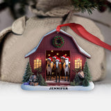 Christmas Horse Barn House - Personalized Horse Ornament