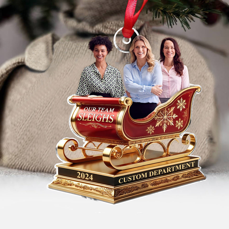 Our Team Sleigh, Colleagues Christmas Gifts - Personalized Colleague Custom Shaped Ornament