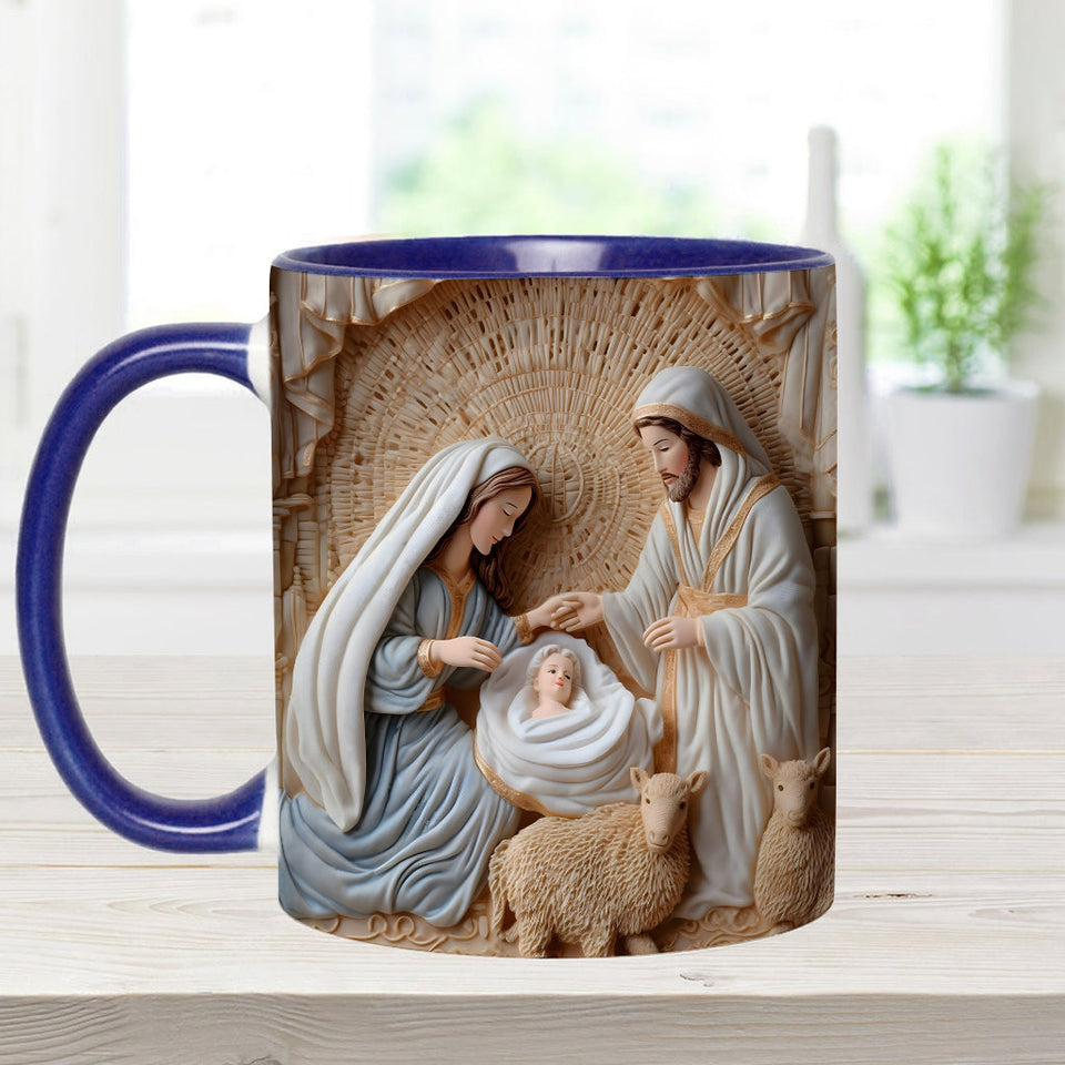 Mug personnalisé à thème chrétien - Scène de la Nativité