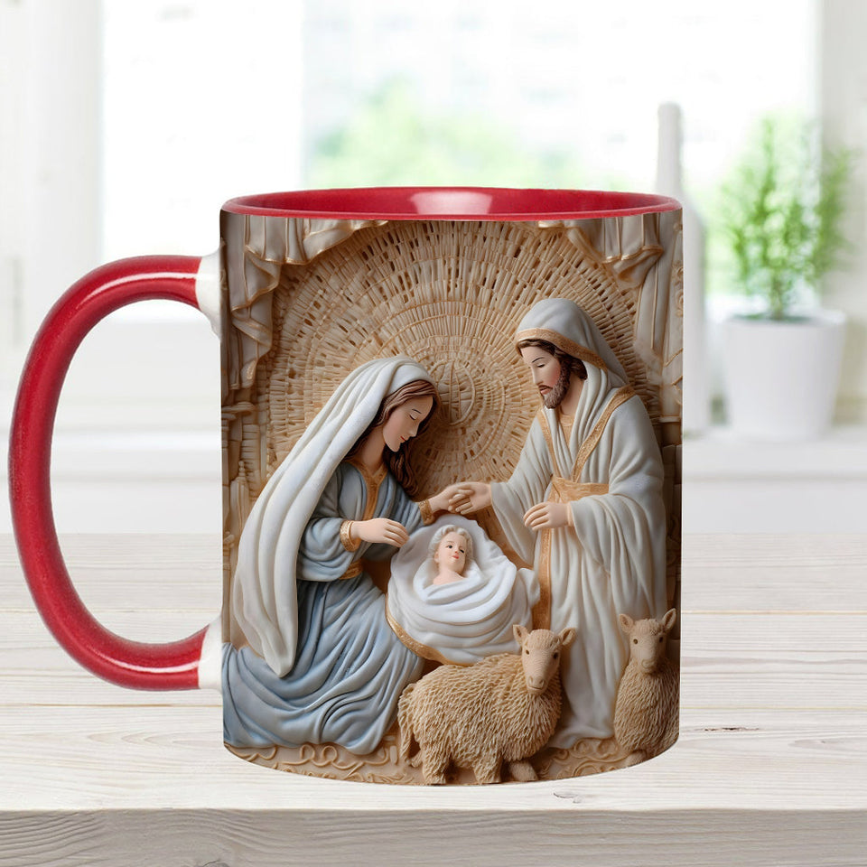 Mug personnalisé à thème chrétien - Scène de la Nativité
