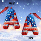Any Letter America Flag - Personalized Family Ornament