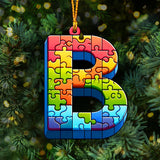 Puzzle de lettres au choix - Ornement personnalisé pour la sensibilisation à l'autisme