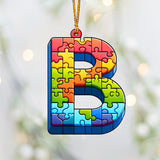 Puzzle de lettres au choix - Ornement personnalisé pour la sensibilisation à l'autisme