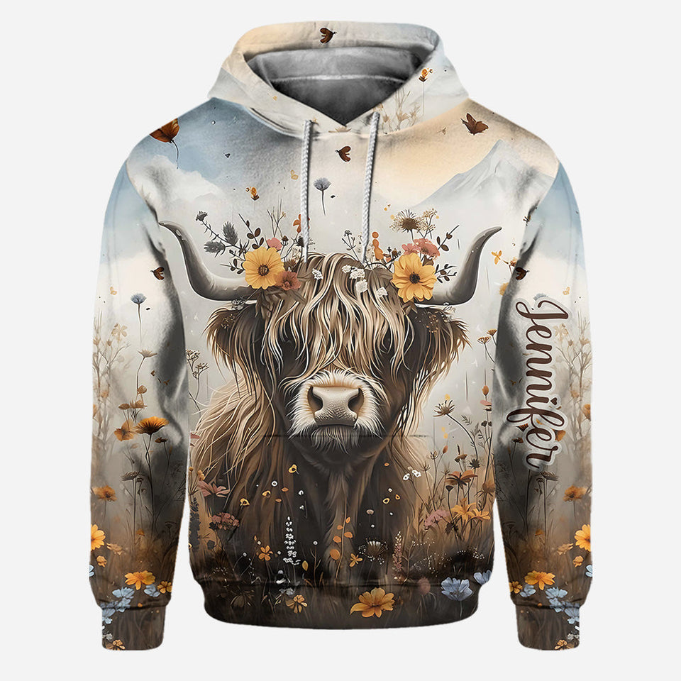 Cute Cow - Personalized Highland Cow Hoodie and Leggings