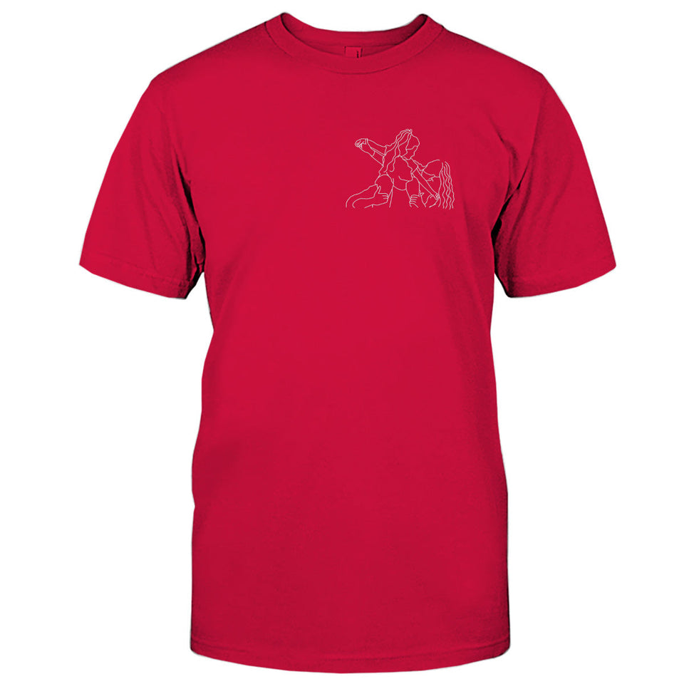 Custom Line Art - Personalized Family Embroidered T-shirt