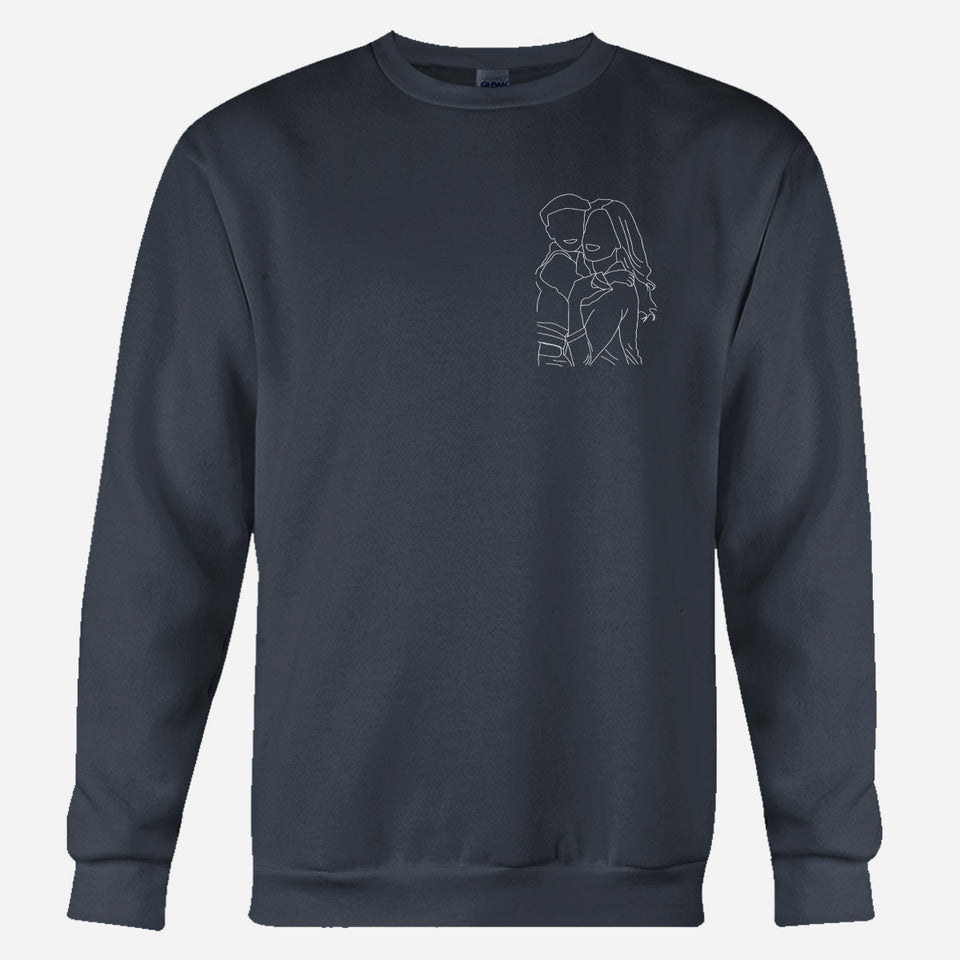 Custom Line Art - Personalized Step Mom Embroidered Sweater