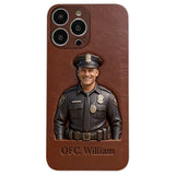 Police Gifts - Personalized Police Officer Leather Phone Case