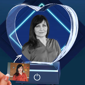 Custom Photo - Personalized Aunt Laser Engraving 3D Heart Shaped Crystal Lamp