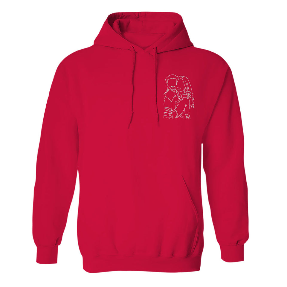 Custom Line Art - Personalized Step Mom Embroidered Hoodie