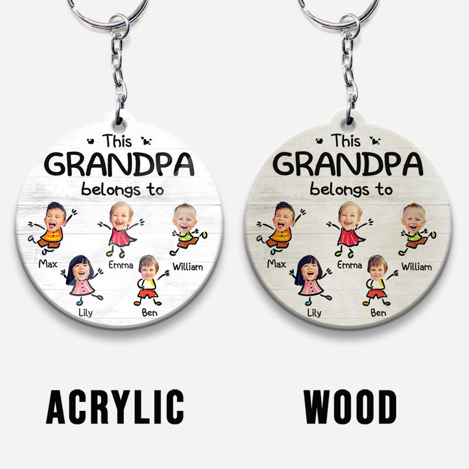 This Grandpa Belongs To - Personalized Grandpa Keychain