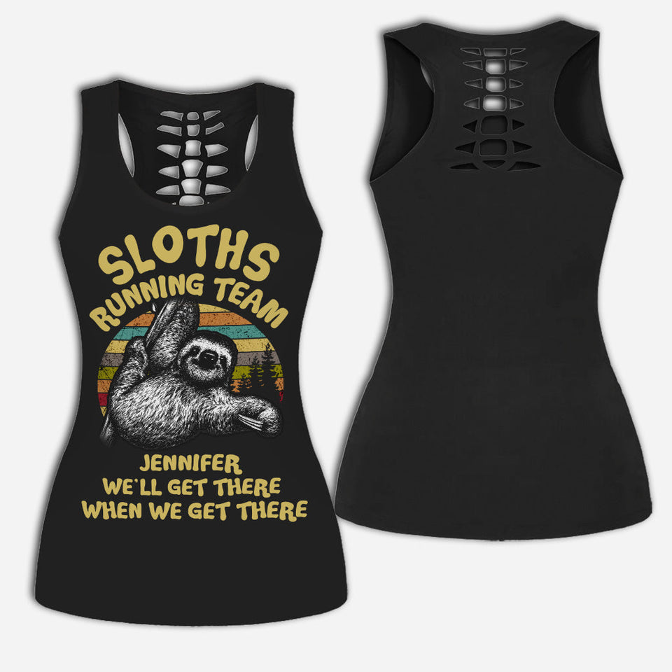Sloths Running Team - Personalized Running Hollow Tank Top and Leggings