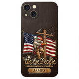 We The People - Personalized Lineman 3D Embossed Leather Phone Case